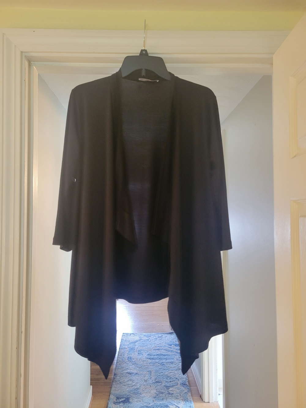 Doublju Black Draped Open-Front Cardigan